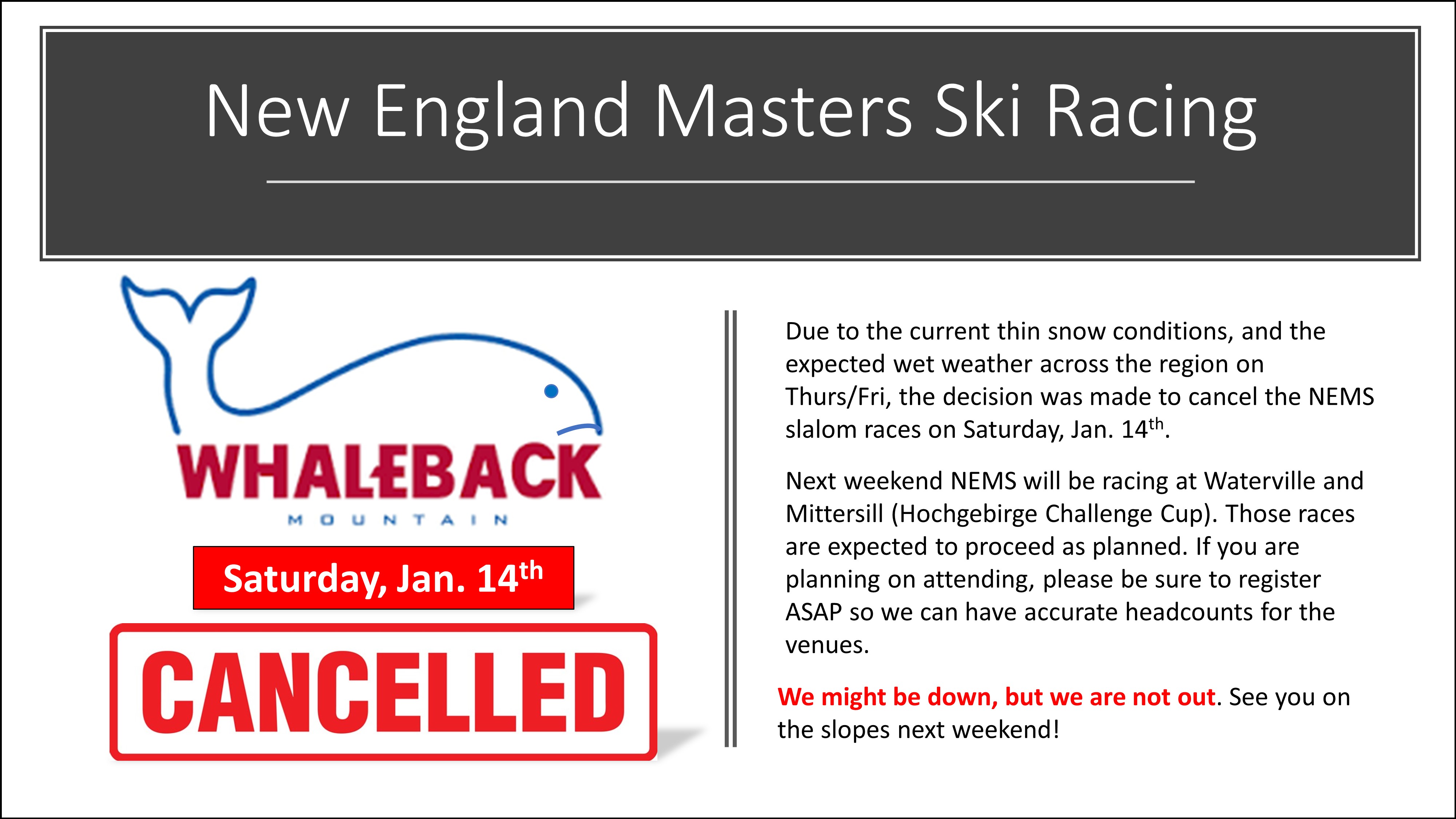 Whaleback Race Cancellation