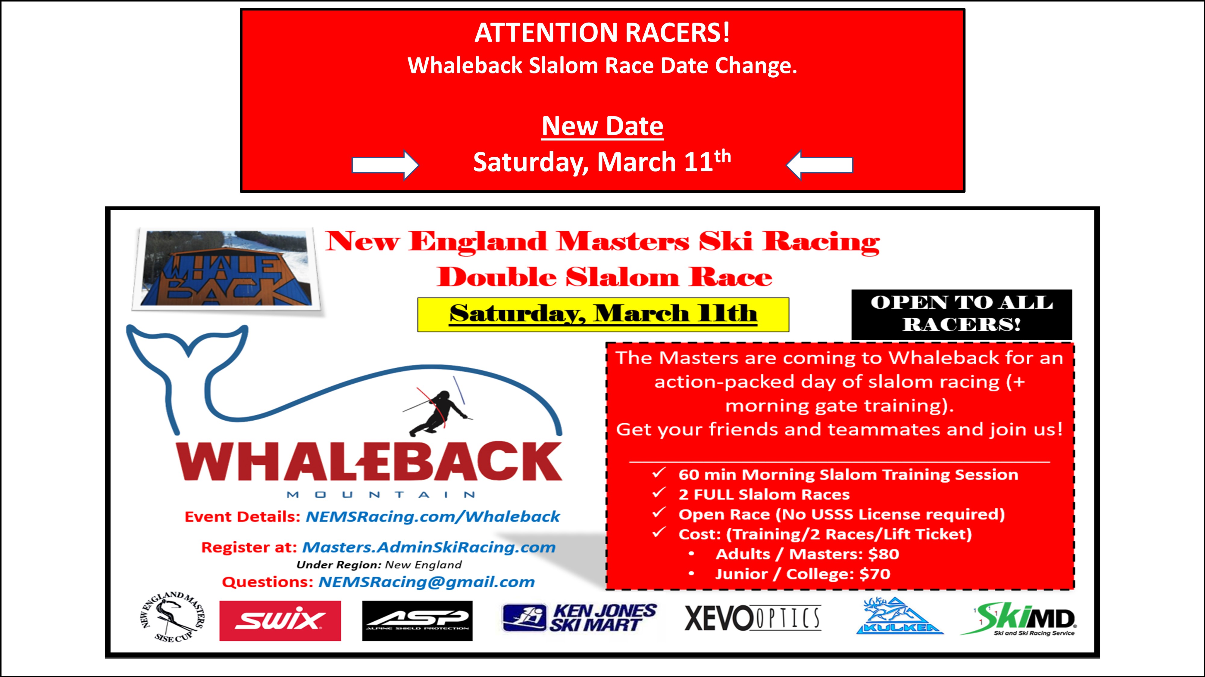 Whaleback Race Date Change