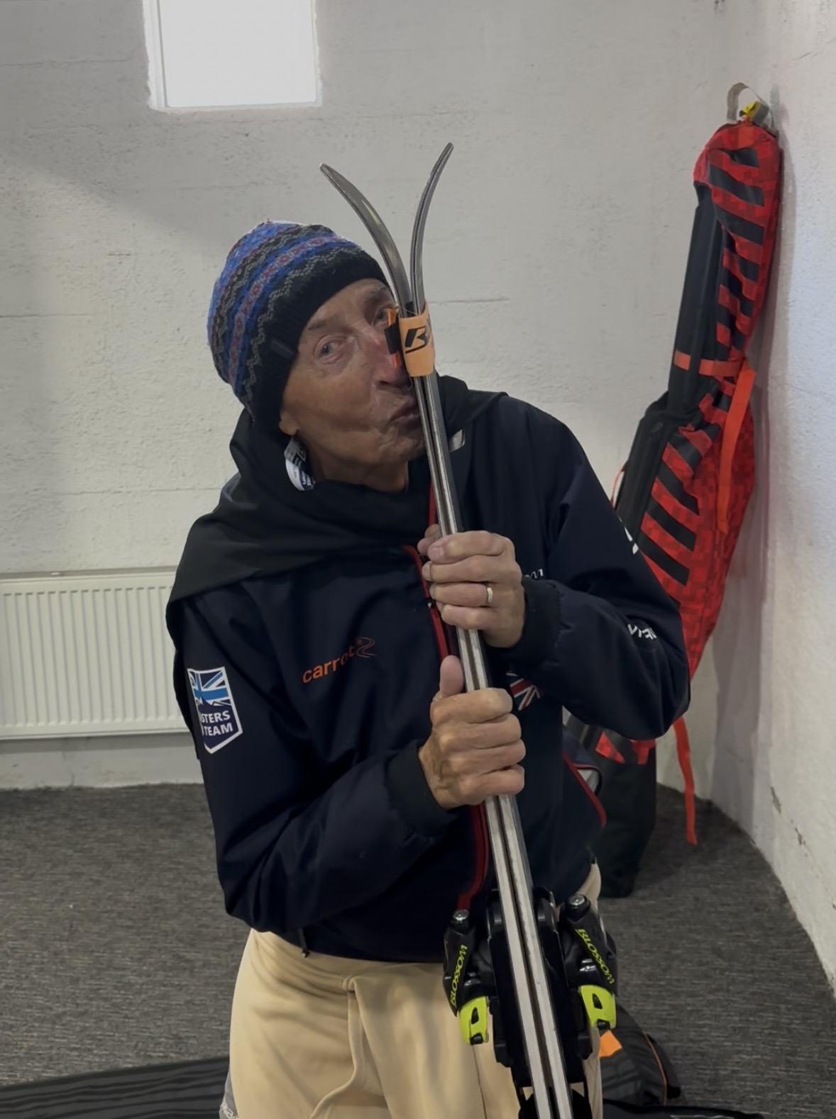 Sir Malcom reunited with his skis