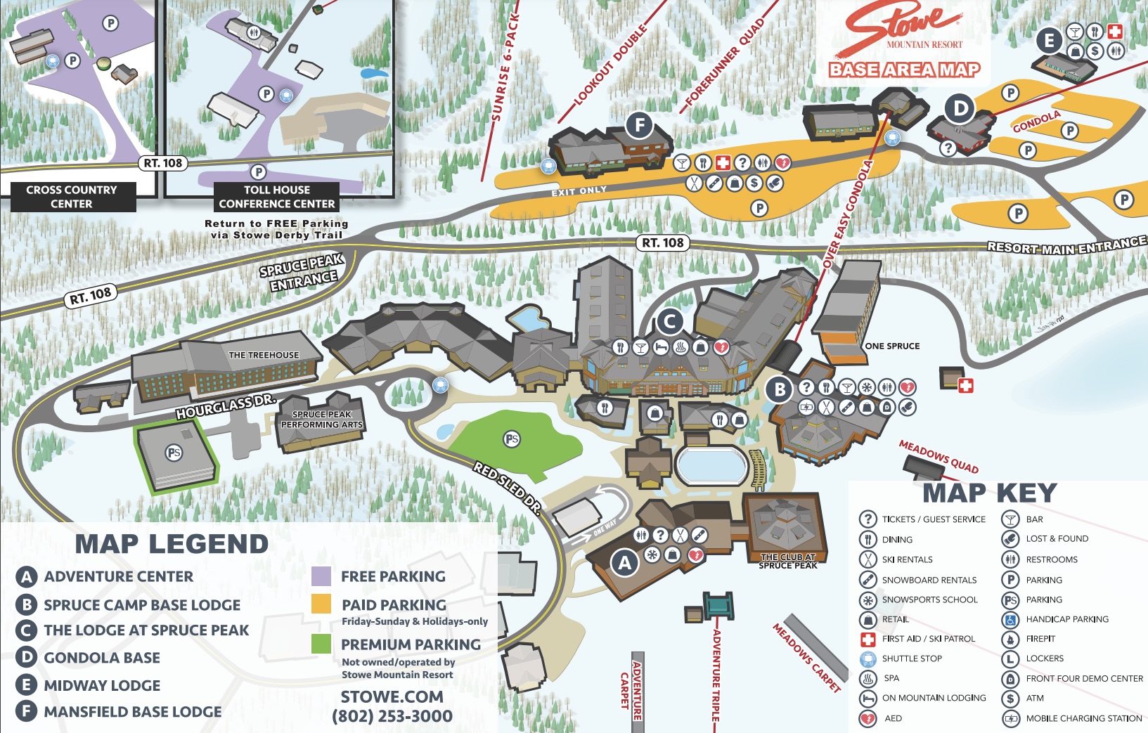 Stowe Mountain Resort Parking Map